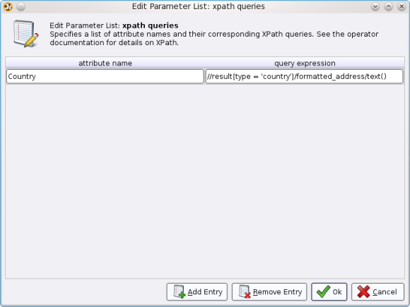 Setting of the xpath queries parameter